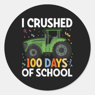 Sticker Rond Enfants Toddler Tractor Garçon J'Ai Écrasé 100 Jou