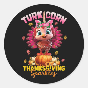 Sticker Rond Enfants Turkicorn Unicorn Turquie Drôle Thanksgivi