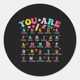 Sticker Rond Enfants Vous êtes des lettres Alphabet Abcs École