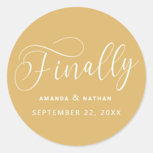 Sticker Rond Enfin Mariage minimaliste Enregistrer la date