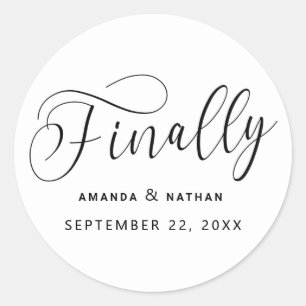 Sticker Rond Enfin Mariage minimaliste Enregistrer la date