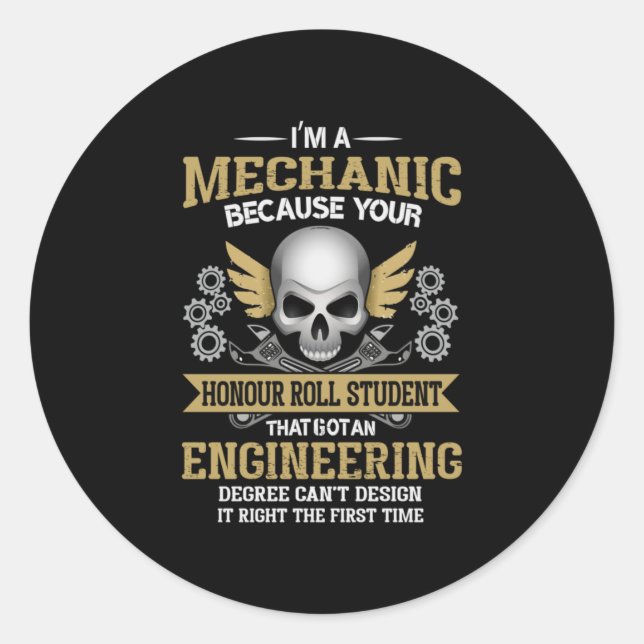 Sticker Rond Engineer I Am A Mechanic Engineering (Devant)