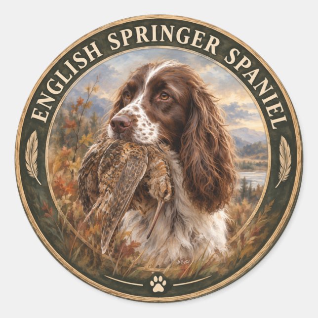 Sticker Rond English Springer Spaniel  (Devant)