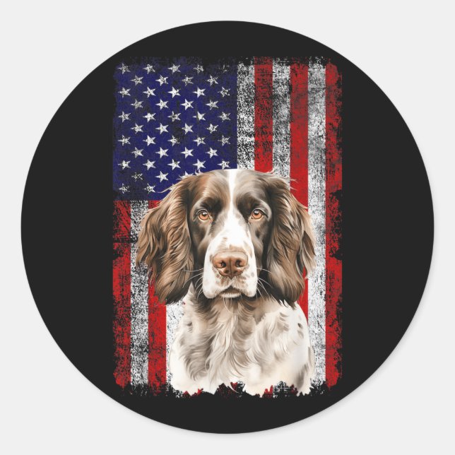 Sticker Rond English Springer Spaniel Amoureux des Chiens Drape (Devant)