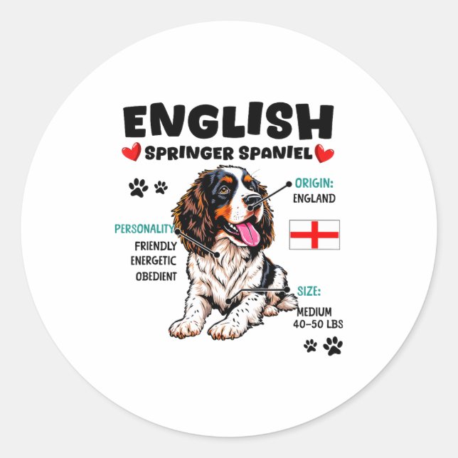 Sticker Rond English Springer Spaniel Owner Funny Dog Lover  (Devant)