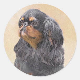 Sticker Rond English Toy Spaniel Peinture Animal Art original