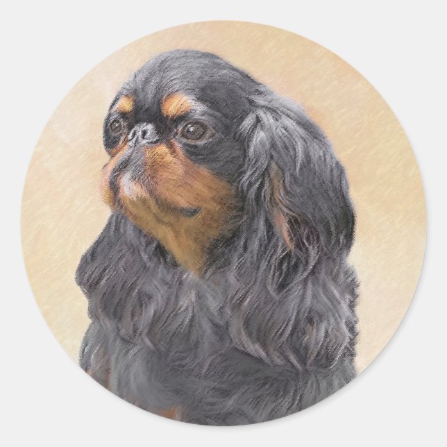 Sticker Rond English Toy Spaniel Peinture Animal Art original (Devant)