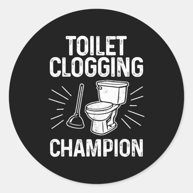 Sticker Rond Engorgement de toilettes Chamon Drôle Graphique En (Devant)