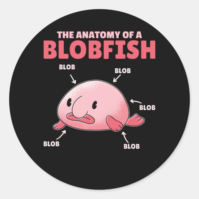 Sticker Rond Énoncé De La Blobfish Anatomie De La Blobfish (Devant)