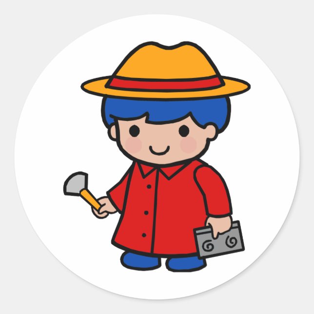 Sticker Rond Enquêteur Garçon (Devant)