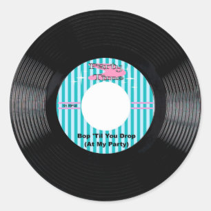 Sticker Rond Enregistrement d'heure de fête 45 tr/min