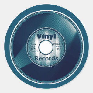 Sticker Rond Enregistrement VINYL 45 tr/min, Bleu