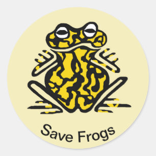 Sticker Rond Enregistrer FROGS - Amphibien - Noir et jaune pois