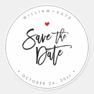 Sticker Rond Enregistrer la date, chic script moderne do-it-you