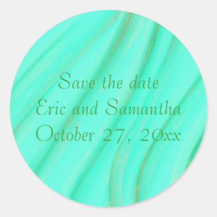 Sticker Rond Enregistrer la date de mariage autocollants, vert,