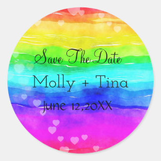Sticker Rond Enregistrer la date Rainbow
