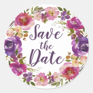 Sticker Rond Enregistrer la date Sceau d'enveloppe florale