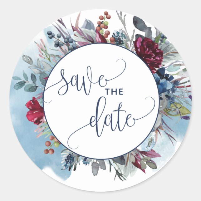 Sticker Rond Enregistrer la date, Sceau d'enveloppe violet bord (Devant)