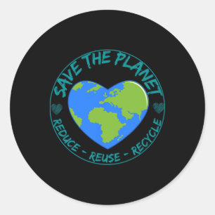 Sticker Rond Enregistrer La Planète Réduire Réutiliser Le Jour
