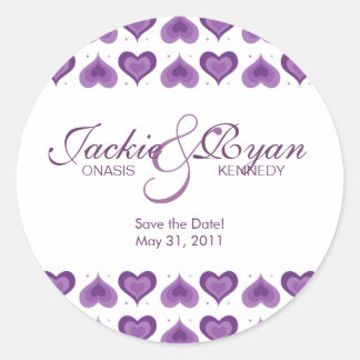 Sticker Rond Enregistrer l'autocollant de date Coeurs mignons p
