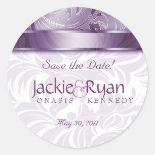Sticker Rond Enregistrer l'autocollant de date Elegant Leaf Flo