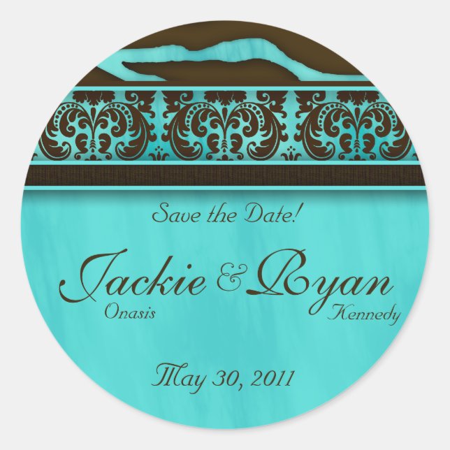 Sticker Rond Enregistrer l'autocollant de date Zebra Damask BB (Devant)
