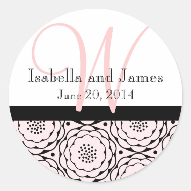 Sticker Rond Enregistrer l'autocollant Mariage Date Pink Flower (Devant)