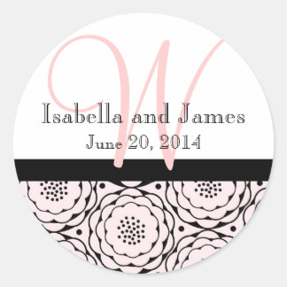 Sticker Rond Enregistrer l'autocollant Mariage Date Pink Flower