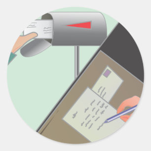 Sticker Rond Enregistrer le bureau de poste/ Écrire un ami