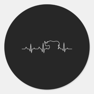 Sticker Rond Enregistrer le jour Rhino Heartbeat T Shirt Suppor