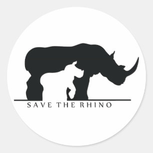 Sticker Rond Enregistrer le Rhino (blanc ver.)