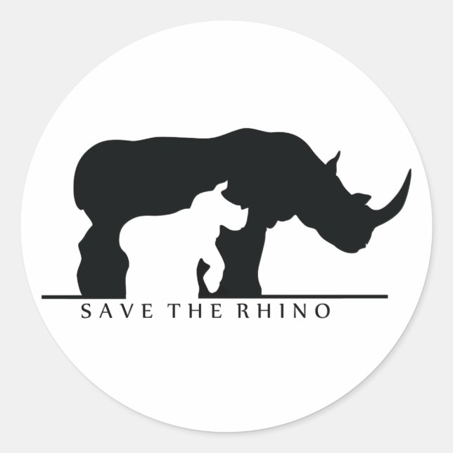 Sticker Rond Enregistrer le Rhino (blanc ver.) (Devant)