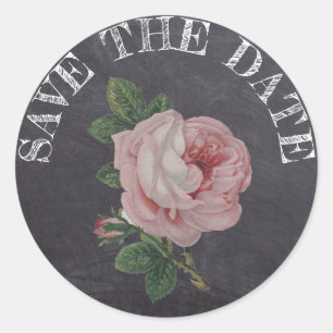 Sticker Rond Enregistrer le Rose Vintage de style tableau de bo