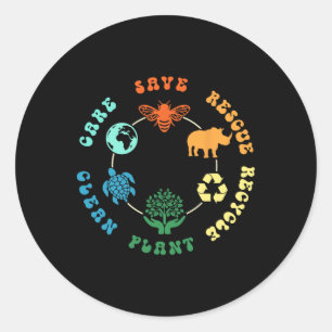 Sticker Rond Enregistrer les abeilles Secourir les animaux Recy