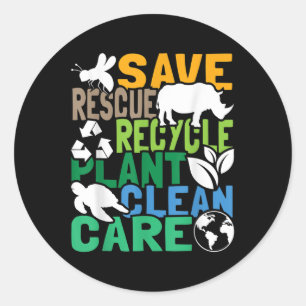 Sticker Rond Enregistrer les abeilles Secourir les animaux Recy