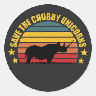 Sticker Rond Enregistrer les licornes de Chubby Vintage Amant R