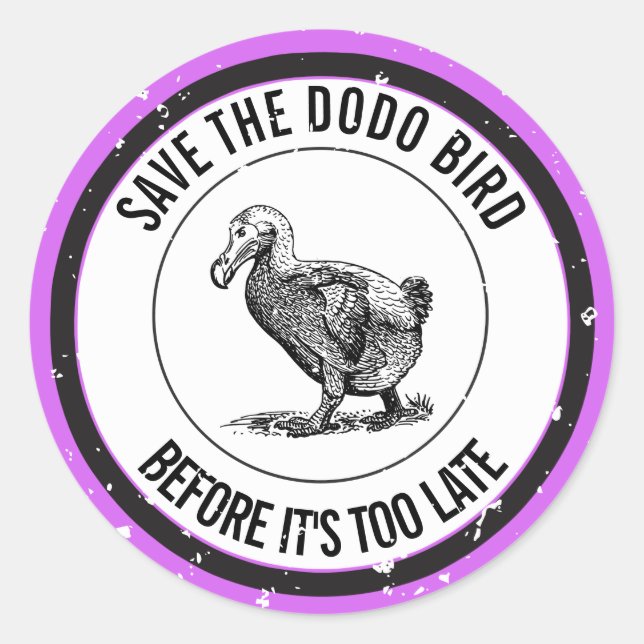 STICKER ROND ENREGISTRER L'OISEAU DODO (Devant)