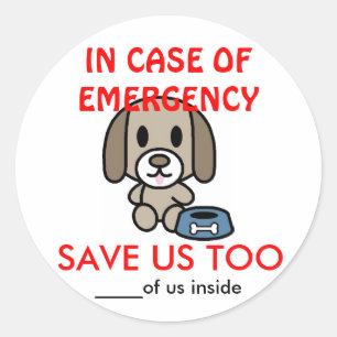 Sticker Rond Enregistrer l'urgence chez le chien