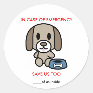 Sticker Rond Enregistrer l'urgence du chien