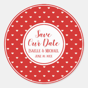 Sticker Rond Enregistrer notre date Sceau d'enveloppe rouge et 