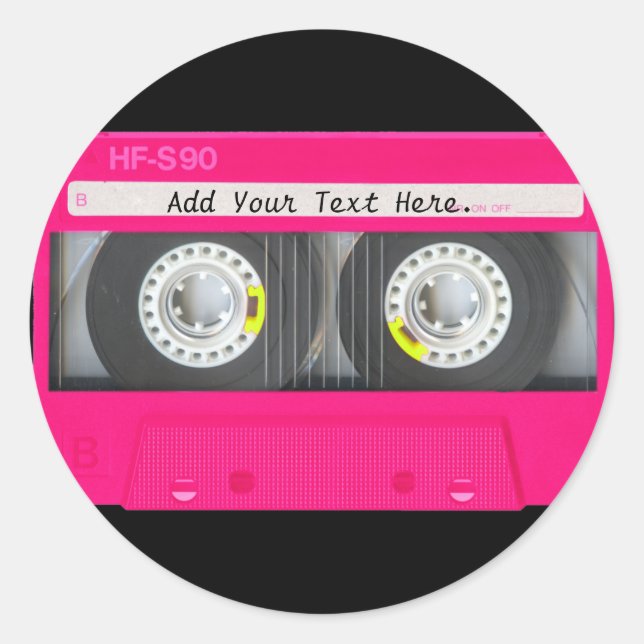 Sticker Rond Enregistreur à cassettes rose Girly (Devant)