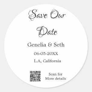 Sticker Rond Enregistrez la date code QR simple minimal détails