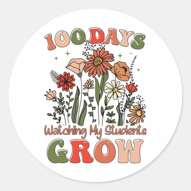 Sticker Rond Enseignant 100e jour école 100 jours regarder mes  (Devant)