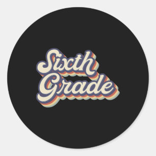 Sticker Rond Enseignant 6e année Retro Enseignant 6e année Vint