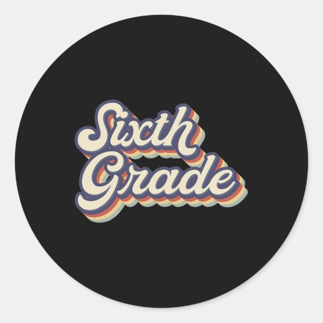 Sticker Rond Enseignant 6e année Retro Enseignant 6e année Vint (Devant)