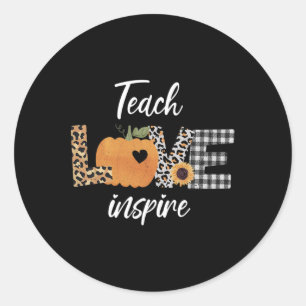 Sticker Rond Enseignant Apprendre Amour Inspirer Automne Automn