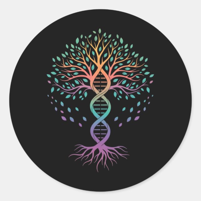 Sticker Rond Enseignant Arbre De Vie ADN, Professeur De Biologi (Devant)