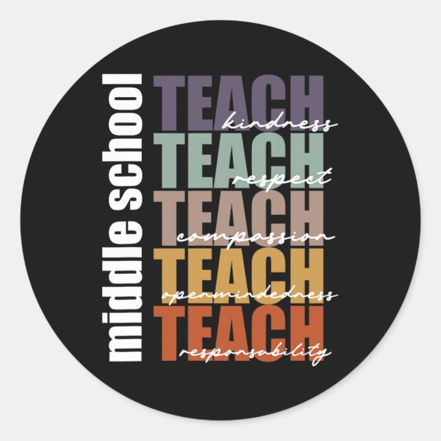 Sticker Rond Enseignant au collège de l'école secondaire Retour (Devant)