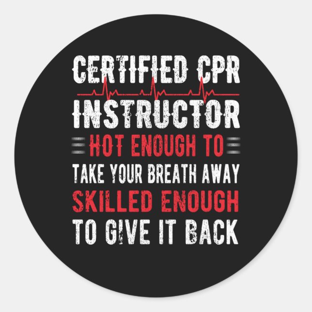 Sticker Rond Enseignant Certifié Cpr Premiers Soins Aed Cpr (Devant)
