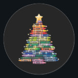 Sticker Rond Enseignant Crayon Christmas Tree Lights Ecole étud<br><div class="desc">Enseignant Crayon Noël Arbre Lumières École étudiante Noël</div>